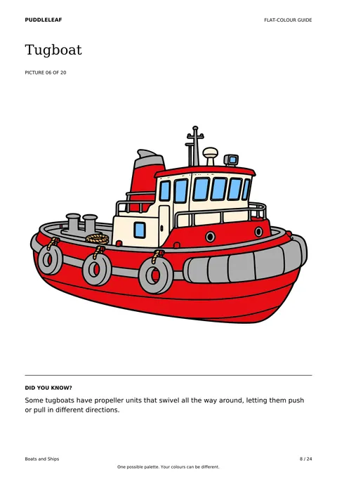 Tugboat matching colour guide page