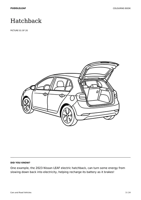 Hatchback outline colouring page
