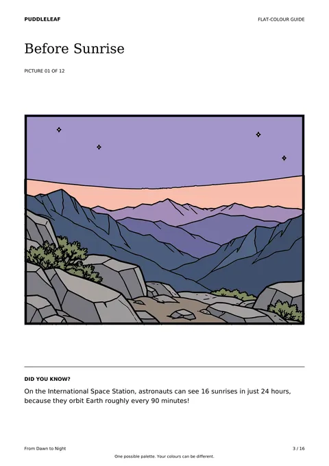 Before Sunrise matching colour guide page