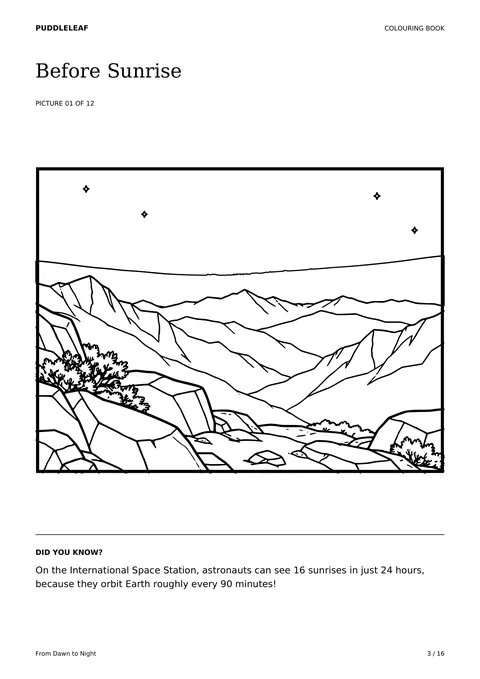 Before Sunrise outline colouring page