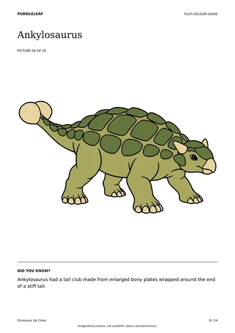 Ankylosaurus matching colour guide page