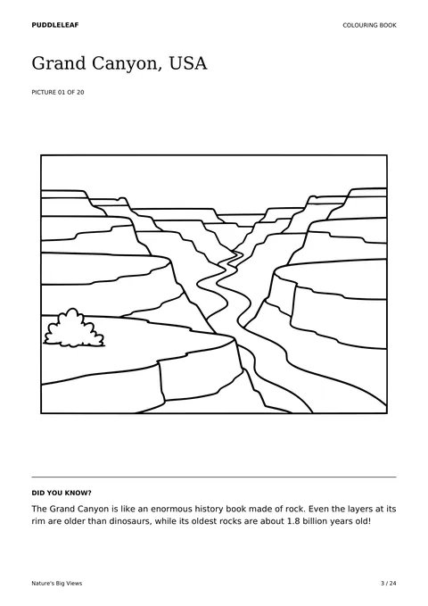 Grand Canyon outline colouring page