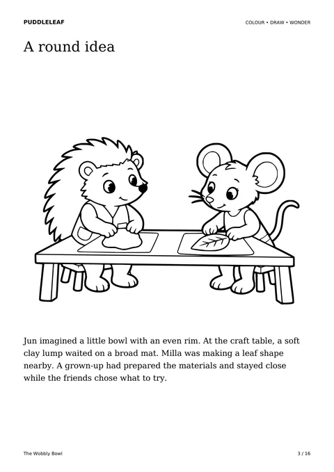 A round idea: story colouring page from The Wobbly Bowl